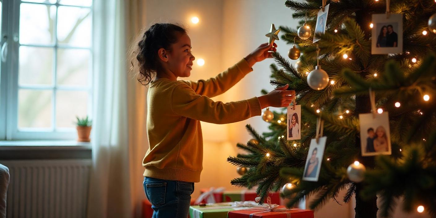 Bradul de Crăciun decorat cu fotografii