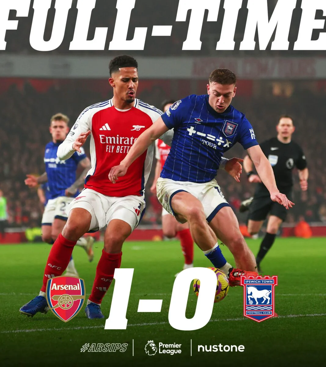 Arsenal, victorie la limită cu Ipswich. „Tunarii” au urcat pe locul al 2-lea în Premier League