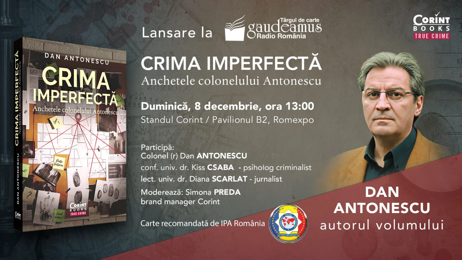 Celebrul criminalist Dan Antonescu își lansează a doua carte