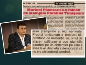 Maricel Păcuraru a "turnat" un consilier prezidențial și un general de poliție. A falsificat chitanțele de donație către Biserica Martirilor din Timișoara