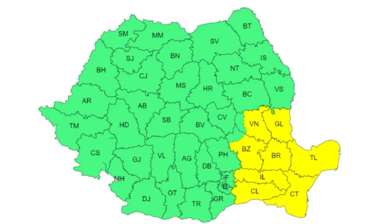 Cod Galben de vânt și ninsoare. Prognoza meteo specială