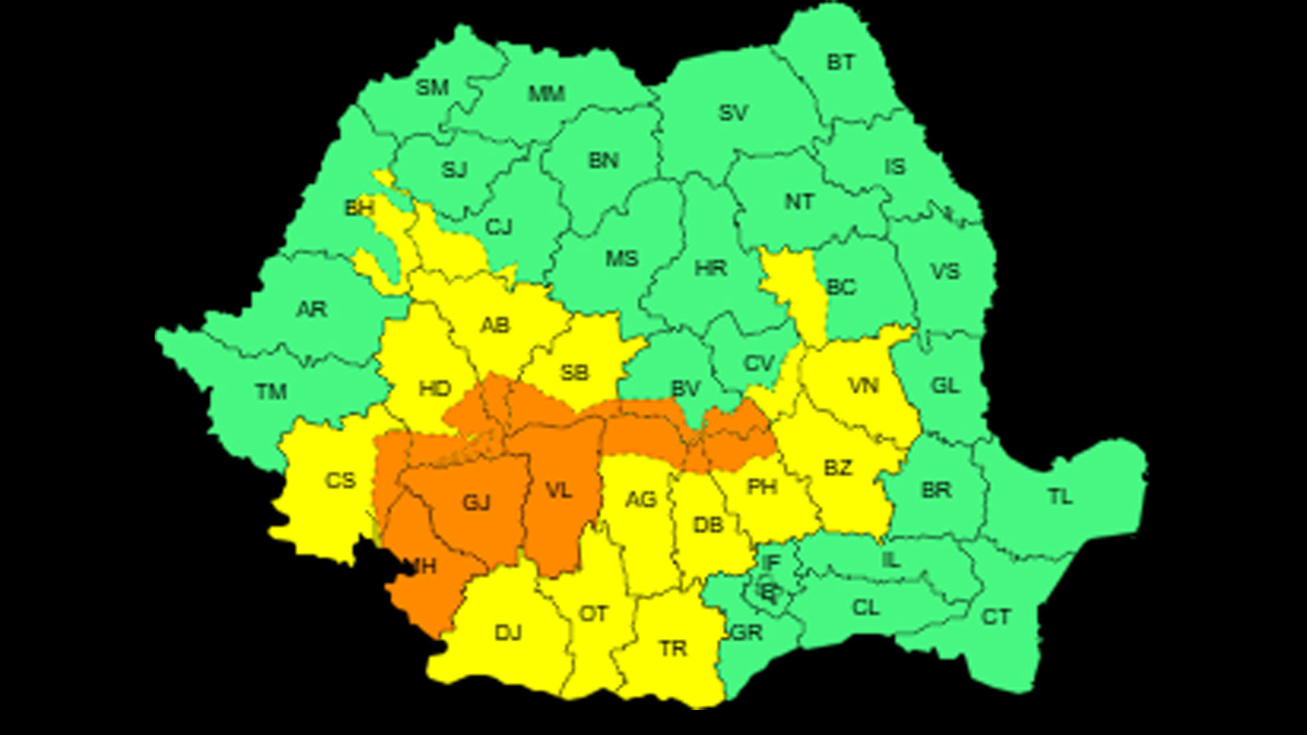 Cod galben și portocaliu de ploi abundente