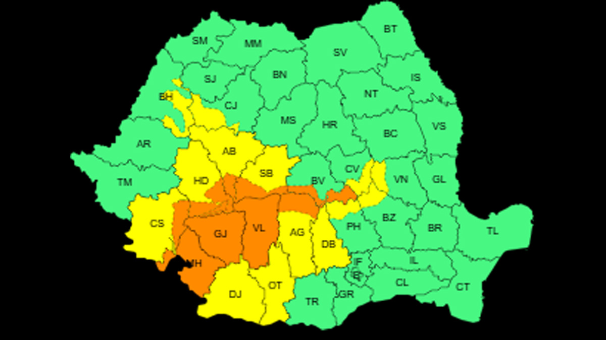 Cod galben și portocaliu de precipitații