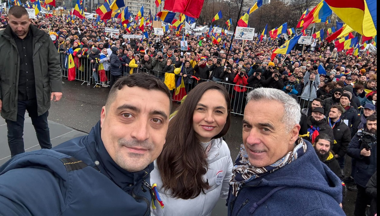 Simion și Georgescu la miting