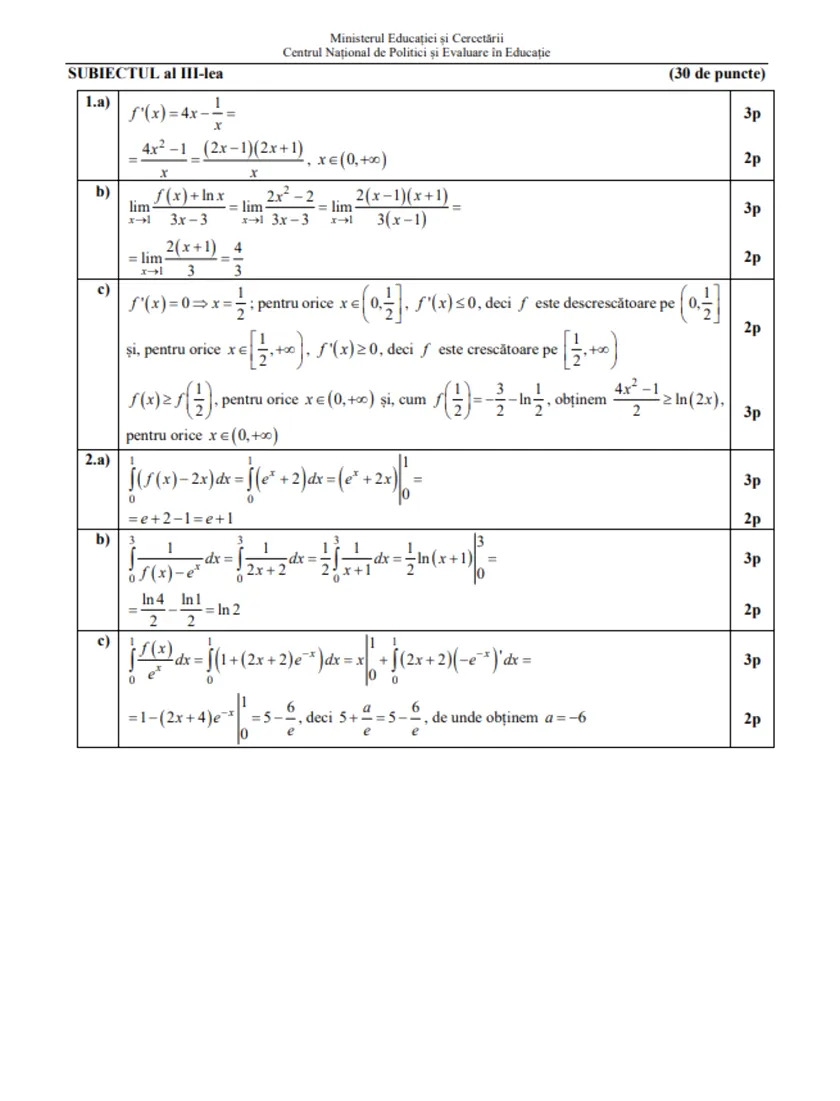 Barem simulare bac 2025