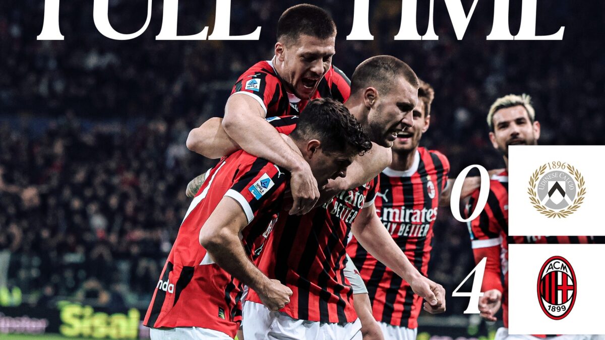 Seria A. Udinese a pierdut în fața echipei AC Milan, scor 0-4. Cine ocupă primele poziții din clasament