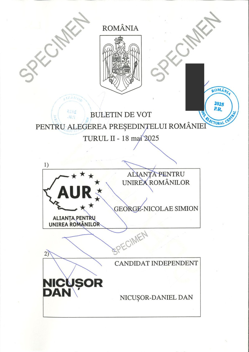Buletinul de vot pentru secțiile de votare din țară