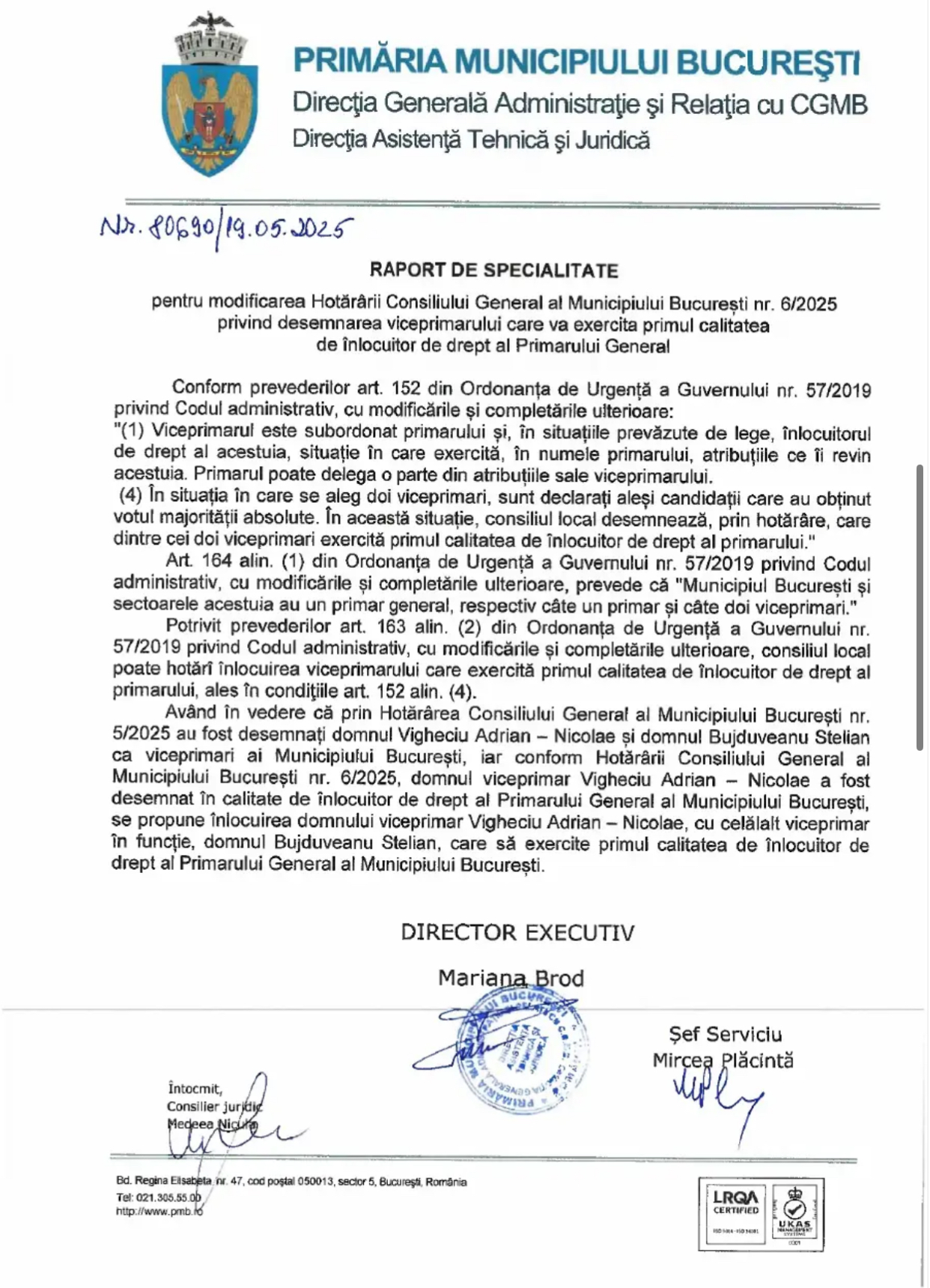 Proiect hotărâre CGMB