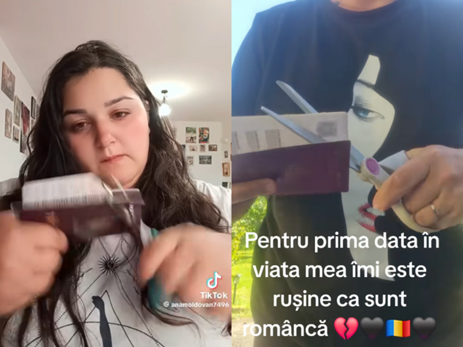 Români care își taie pașapoartele.v1