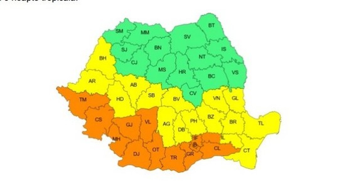 Hartă caniculă cod portocaliu