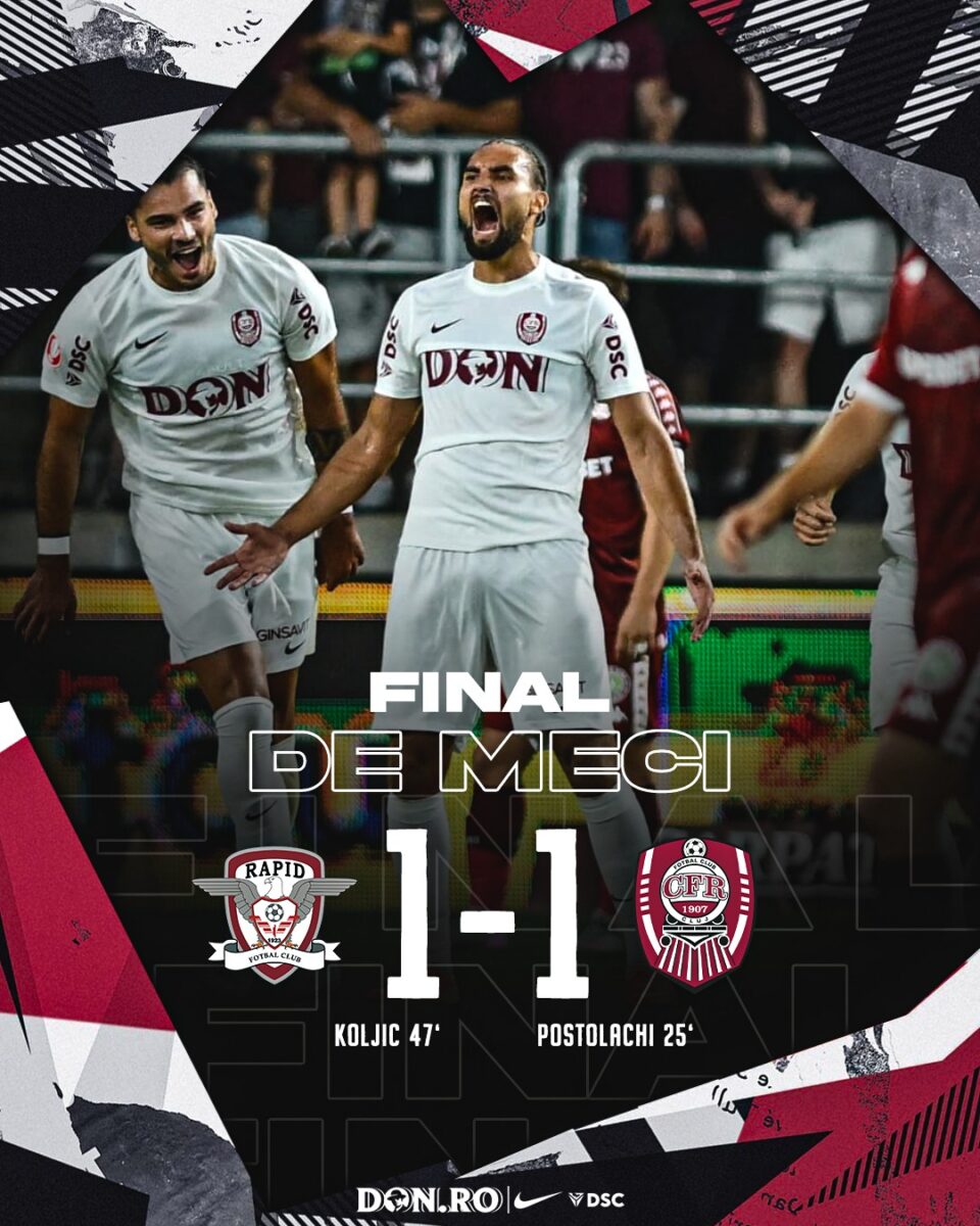 Superliga. Rapid - CFR Cluj, 1-1. Remiză frustrantă pentru ambele echipe