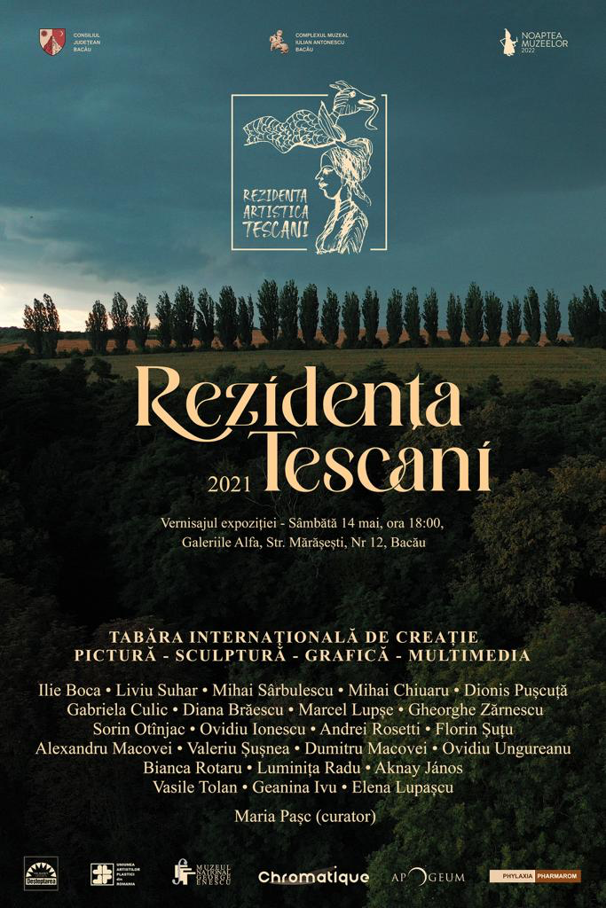 Expoziția Rezidenței Tescani 2021. Noapte albă, colorată, la Galeriile „Alfa” ale Muzeului de Artă din Bacău