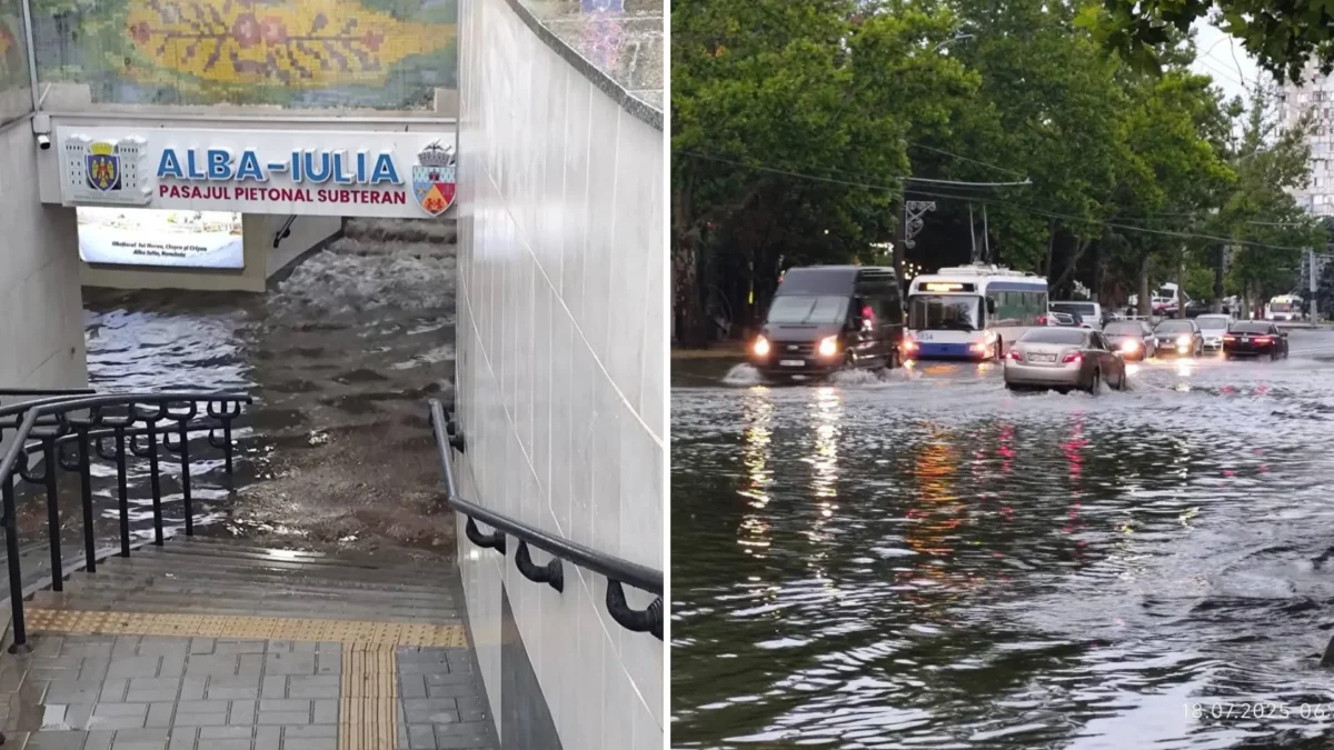 Ploi torențiale și vânt puternic. Mașini blocate, copaci căzuți și localități fără curent în mai multe raioane
