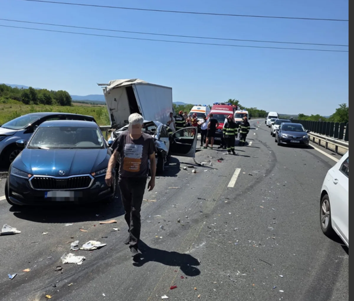 Accident în lanț, cu șapte mașini, pe Autostrada A1