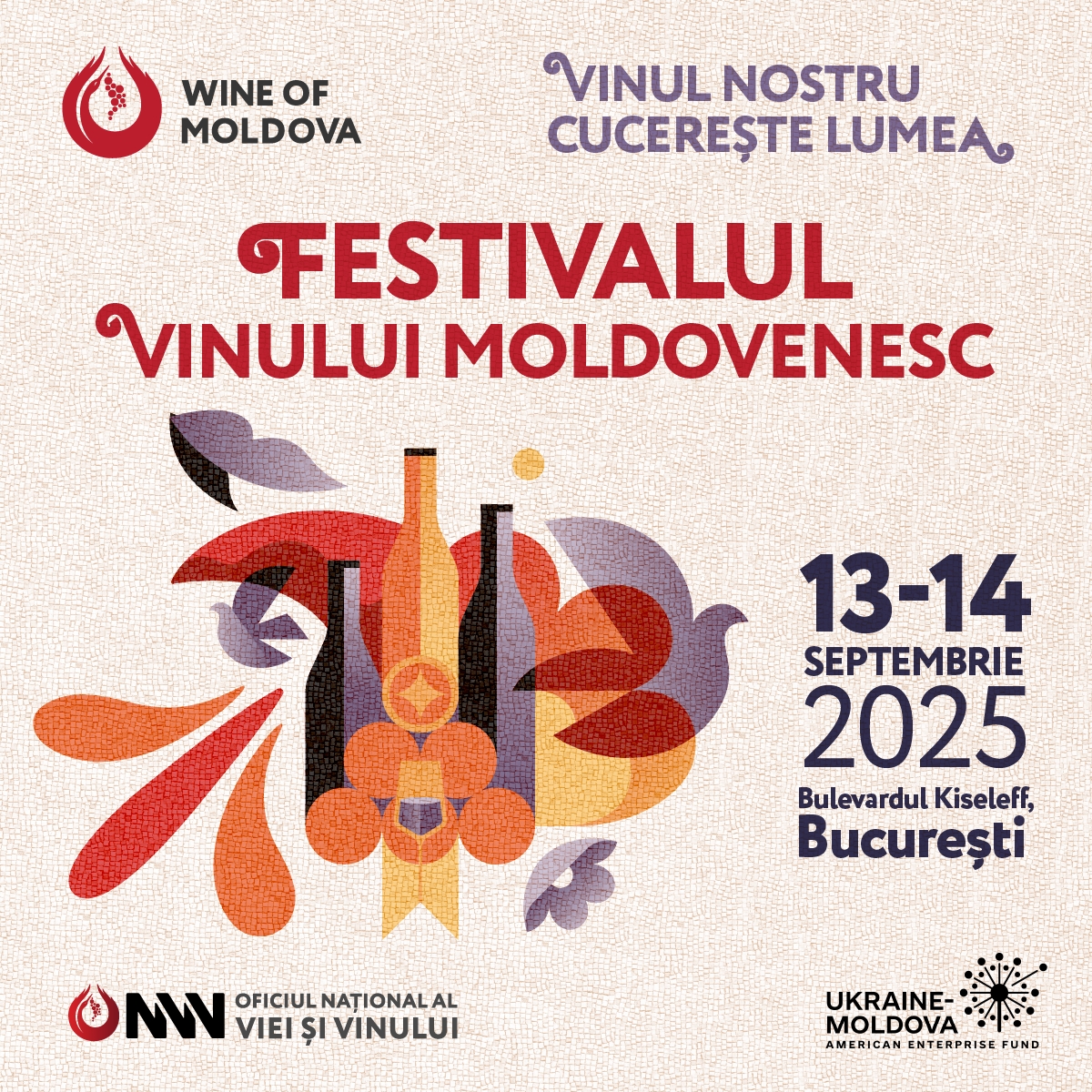 Cele mai apreciate crame din Republica Moldova aduc la București vinuri, spumante și vin ars, la cea de-a cincea ediție a Festivalului Vinului Moldovenesc