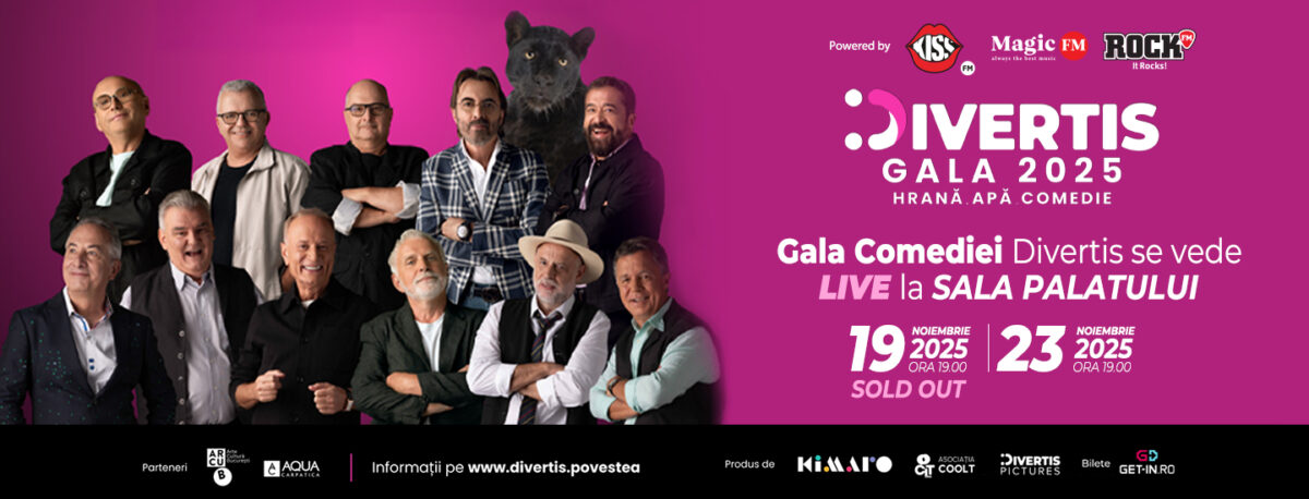 Încă o șansă la distracție - după un prim show sold-out, „Divertis. Gala 2025 – Apă, Hrană, Comedie” revine la Sala Palatului cu un nou show