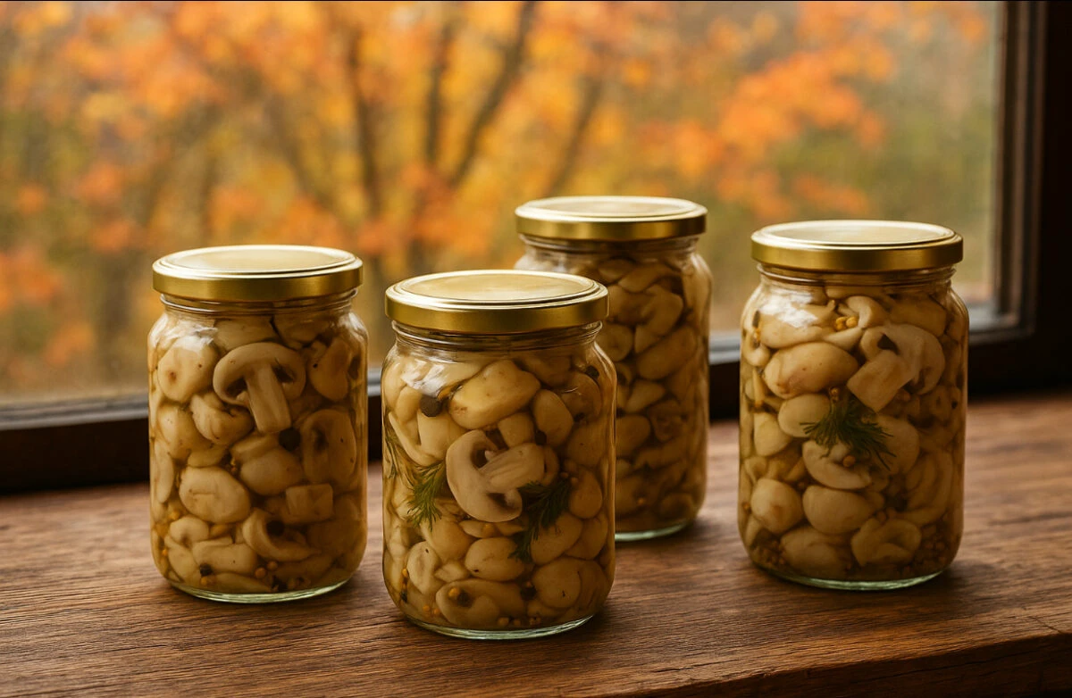 Ciuperci murate cu usturoi și tarhon. Rețeta gospodinelor din zona Făgărașului