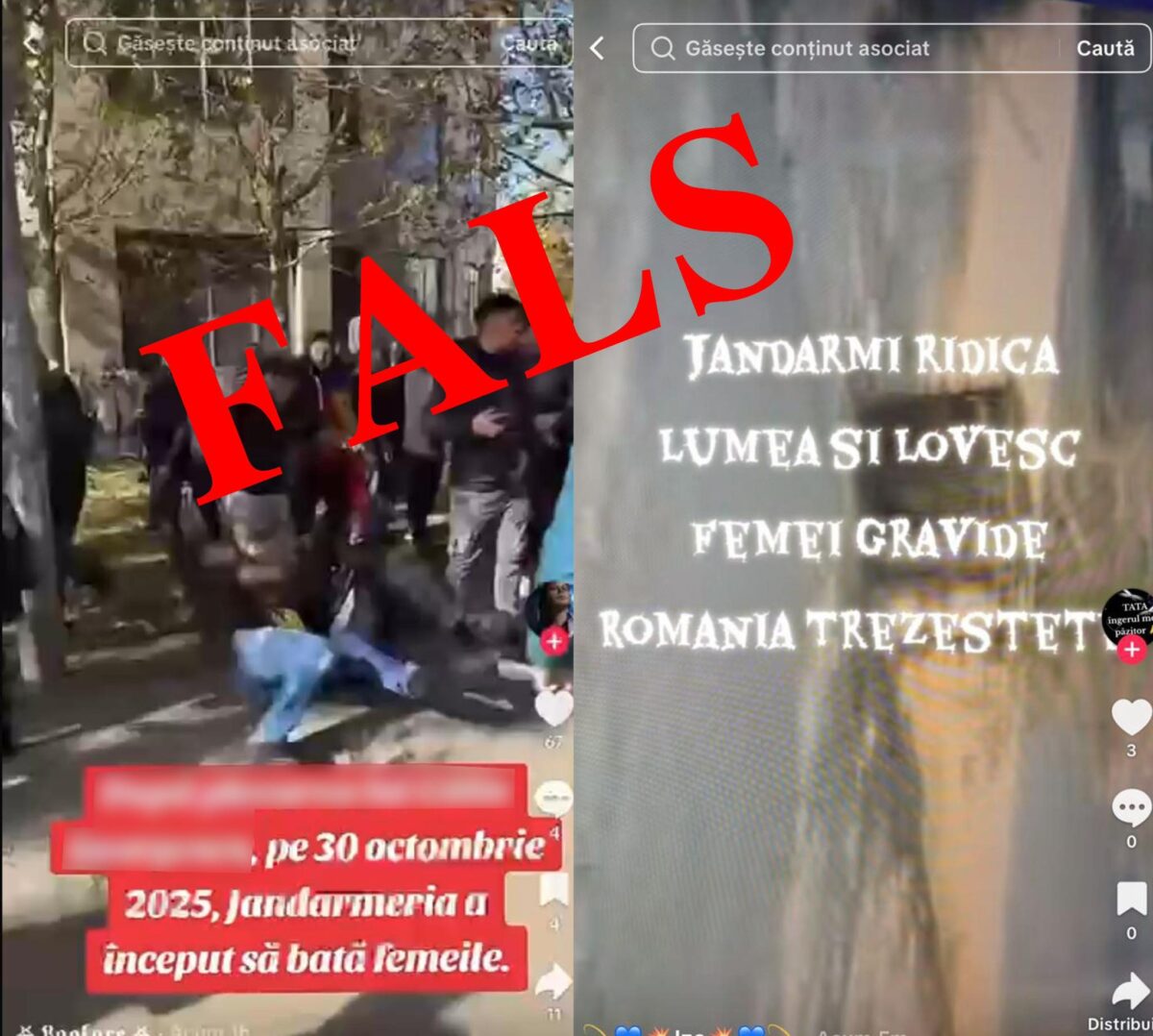 Jandarmeria Română semnalează un nou fake-news. „În niciun moment jandarmii nu au agresat femeia însărcinată”
