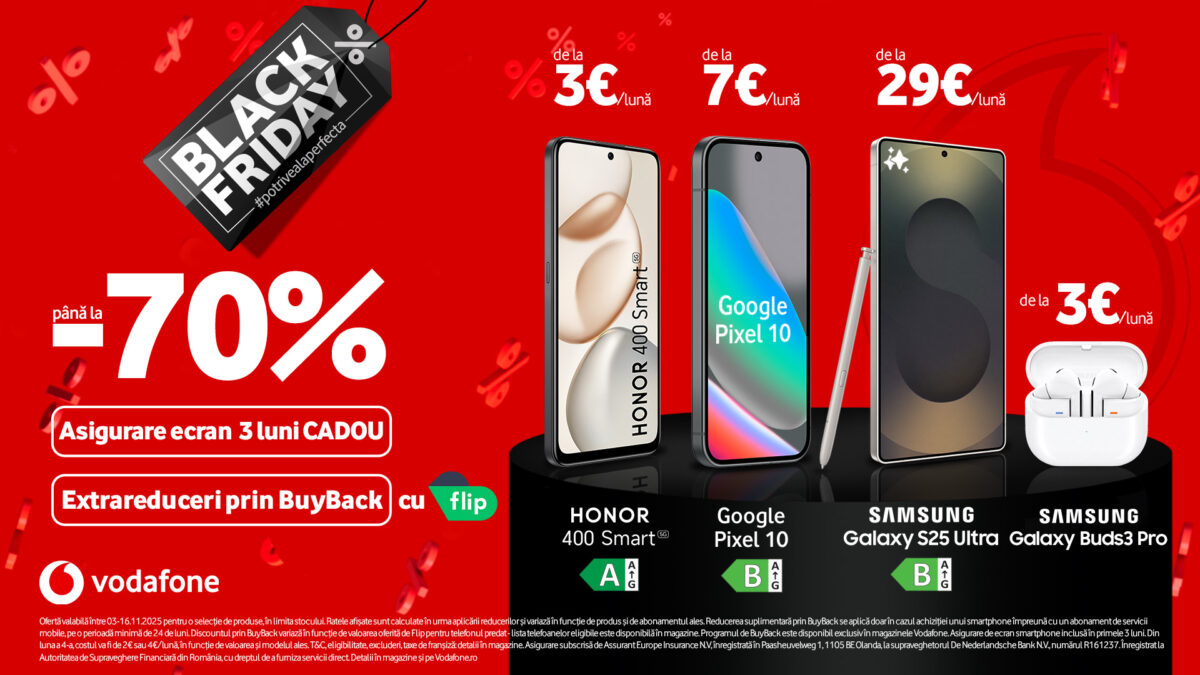 Black Friday de la Vodafone aduce potriveala perfectă cu reduceri de până la 70% (P)