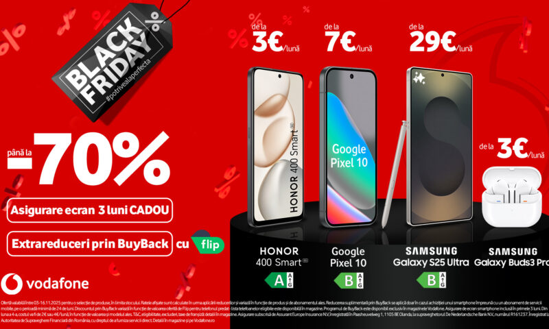 Black Friday de la Vodafone aduce potriveala perfectă cu reduceri de până la 70% (P)