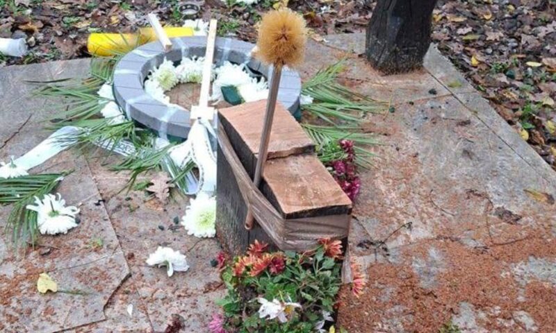 Troița legionară de la Tâncăbești, găsită tăiată. Poliția a deschis o anchetă pentru distrugere