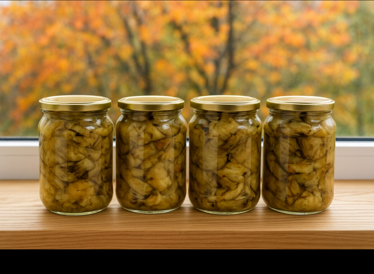 Rețeta mai puțin cunoscută de vinete coapte la borcan. Le poți păstra până anul viitor