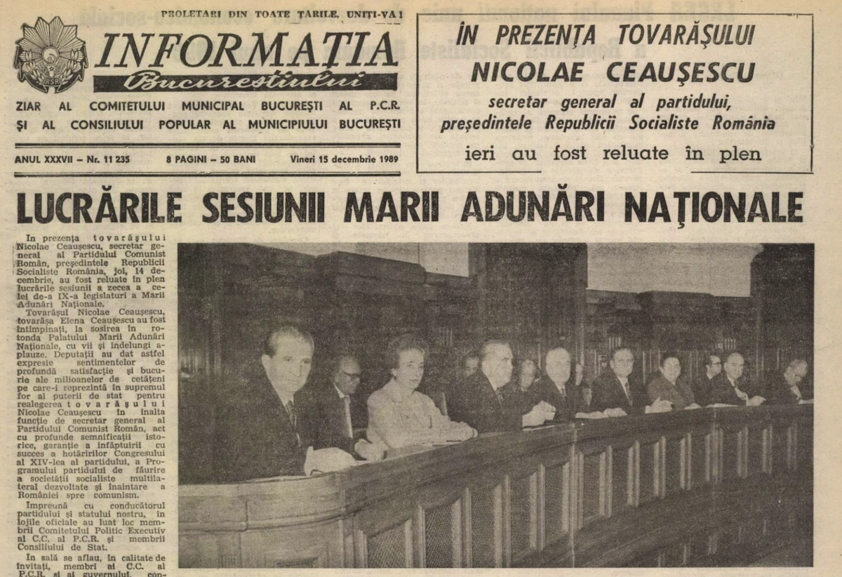 Lucrările Marii Adunări Naționale, decembrie 1989