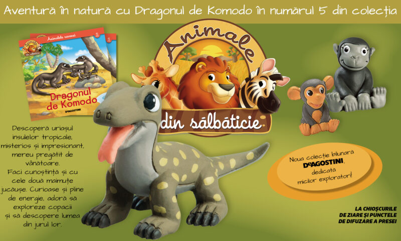 Descoperă Dragonul de Komodo din colecția Animale din sălbăticie!