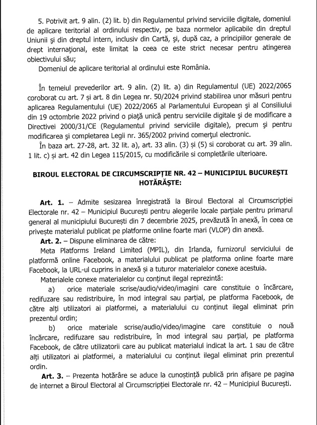 Hotărâre Biroul Electoral campanie Cătălin Drulă