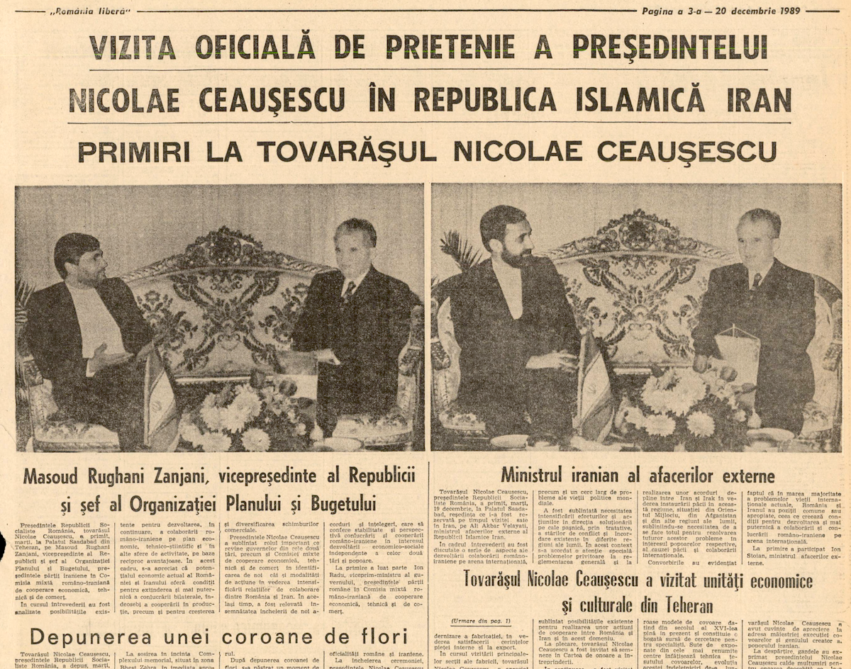 Vizita lui Ceaușescu în 1989 în Iran
