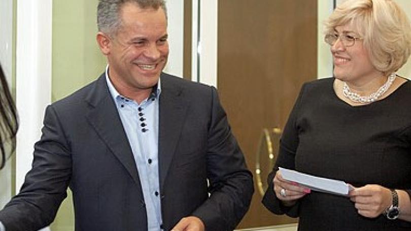 Natalia Politov-Gangaş cu Vladimir Plahotniuc