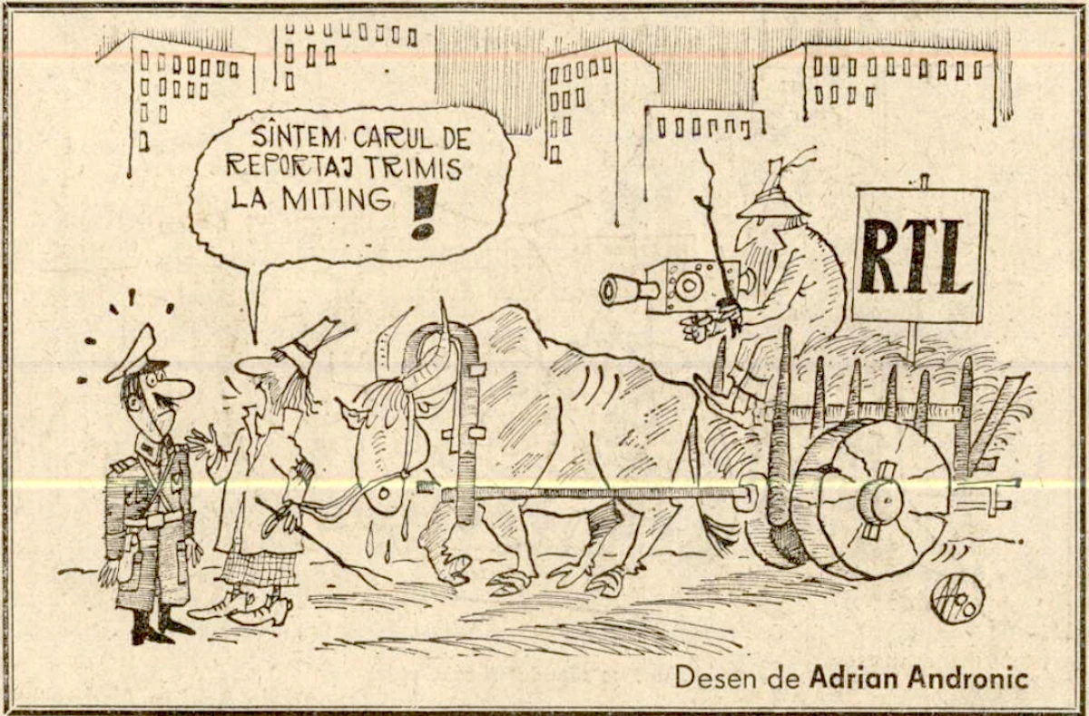 Caricatură de Adrian Andronic, ianuarie 1990. sursa: arhiva
