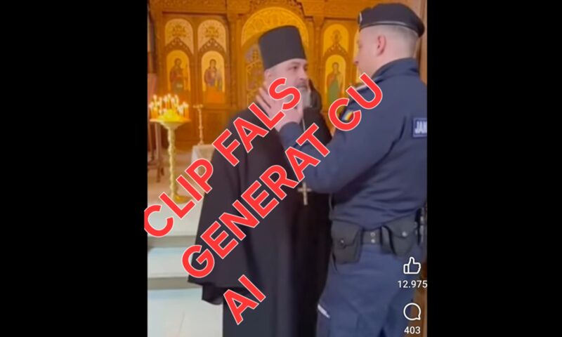 MAI: Videoclipul viral, cu conflictul dintre un preot și jandarm, este fals. A fost creat cu AI