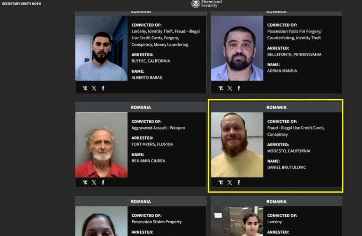Daniel Brutulovic, pe site-ul Departamentului de Securitate Internă al SUA