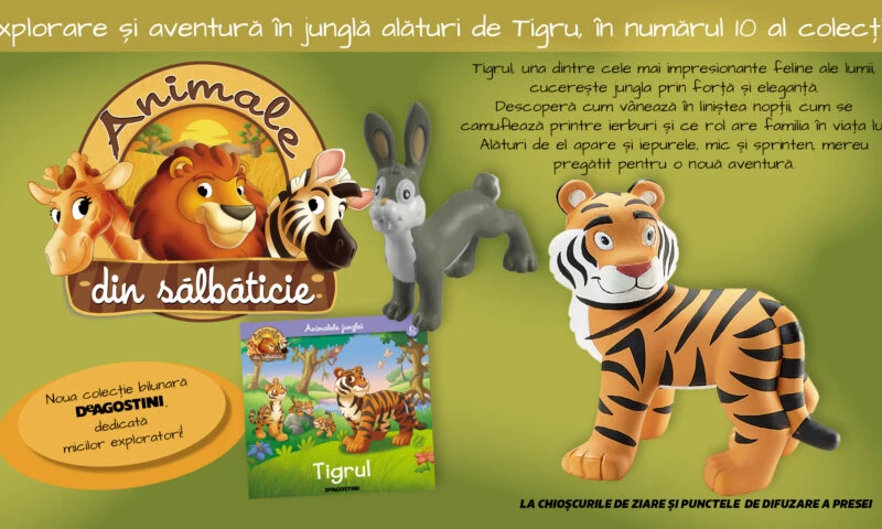 Descoperă tigrul și iepurele într-o nouă aventură din colecția „Animale din sălbăticie”. Numărul 10, revistă și două figurine, de mâine la chioșcuri!