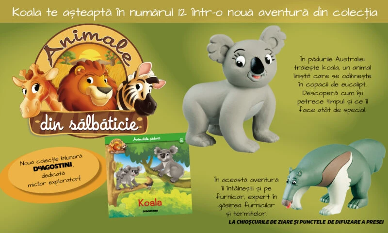 Koala și furnicarul pornesc într-o nouă aventură! Numărul 12 din „Animale din sălbăticie”, de marți la chioșcuri