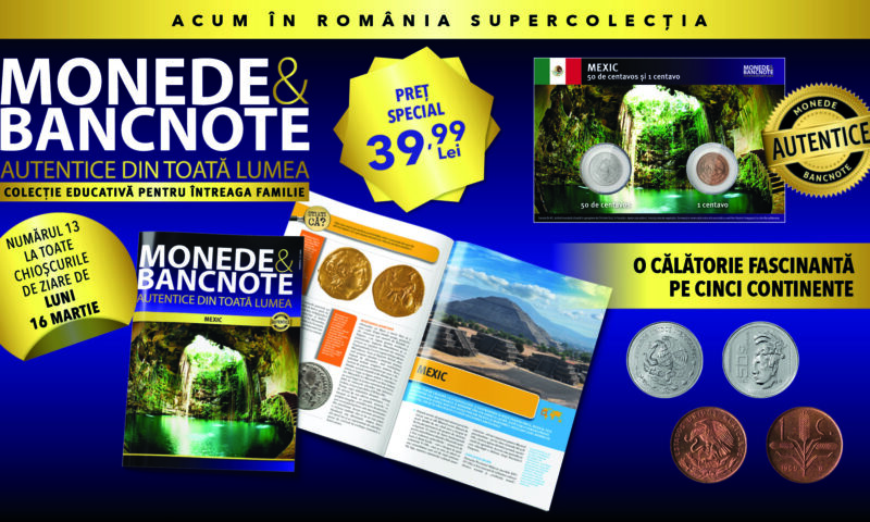 Descoperă Mexicul în colecția „Monede și bancnote autentice din toată lumea”. Revistă, monede, fișă numismatică. De luni la chioșcuri.