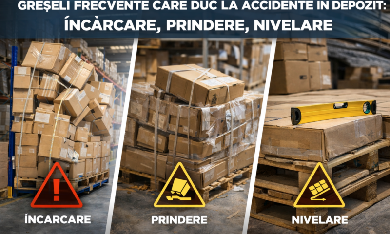 Greșeli frecvente care duc la accidente în depozit: încărcare, prindere, nivelare
