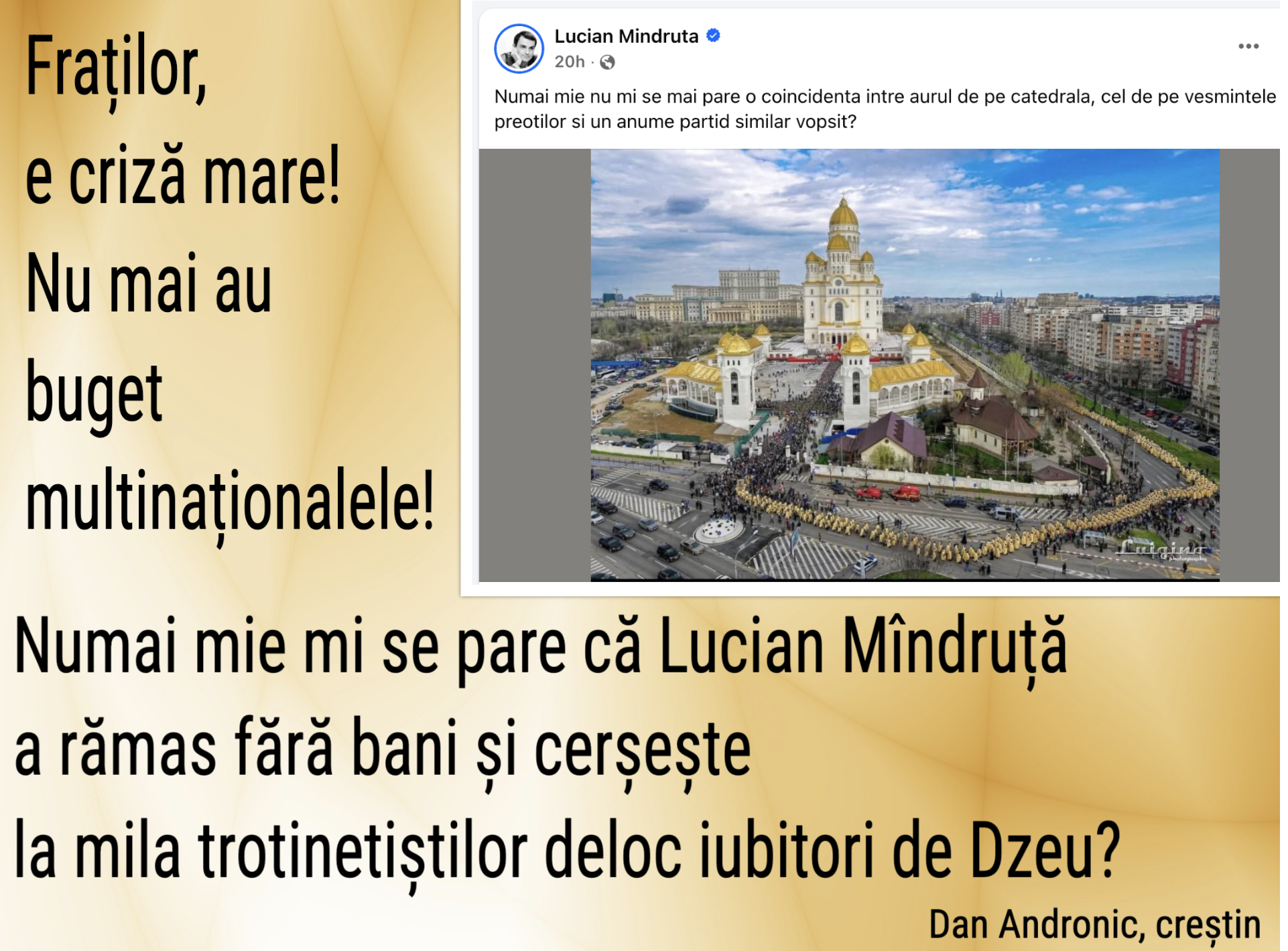 Lucian Mîndruță și obsesia religiei